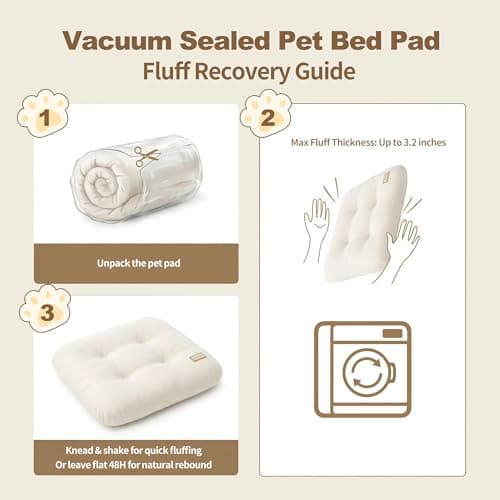 Lumicedar Washable Dog Bed Ultra Soft Plush Dog Crate Mat, Dog Bed for Crate, 3.2" Thick Dog Bed Mat, Kennel Pad for Small and Medium Dogs, 18"x18", Beige - Thumbnail 4