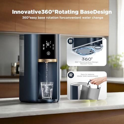 Leysern Countertop Reverse Osmosis Water Filter System, 5-Stage RO Filtration with UV, 4:1 Pure to Drain, Innovative 360° Swivel Base, Portable No Installation Water Purifier with 4 Capacity - Thumbnail 2