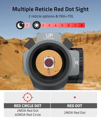 CVLIFE EagleFeather X Solar Multi-Reticle Red Dot Sight for Rifle,1x20mm 2MOA Dot 40MOA Circle Motion Awake Solar Optics with Quick Detach Mount Flip Up Covers,IPX7 Waterproof Fogproof - Thumbnail 3