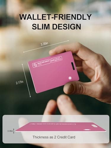 AI.QVOKA Tracking Card for Apple & Android, Credit Card Tracker for Wallet Works with Apple Find My & Google's Find Hub (Pink, 1 Pack) - Thumbnail 6
