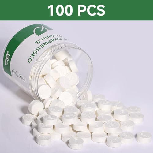 Compressed Towels - 100 Pack Compressed Cotton Hand Wipe, Portable Toilet Paper Tablets for Travel, Camping, Gym - Thumbnail 3