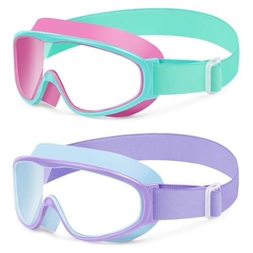Vvinca Kids Swim Goggles with Comfort Fabric Strap 2 Pack, Wide View Anti-Fog/UV No Leak Swimming Goggles for Kids 3-14 Boys Girls Toddler - Image 1
