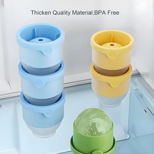 Large Ice Cube Tray with Lid - 8 Pack Giant 6cm Round Ice Cube Moulds for Freezer, Leak-Proof Ice Ball Maker for Drinks, Extra Big Ice Cubes for Whisky, Cocktails (4Pack2Y1G1B) - Thumbnail 6