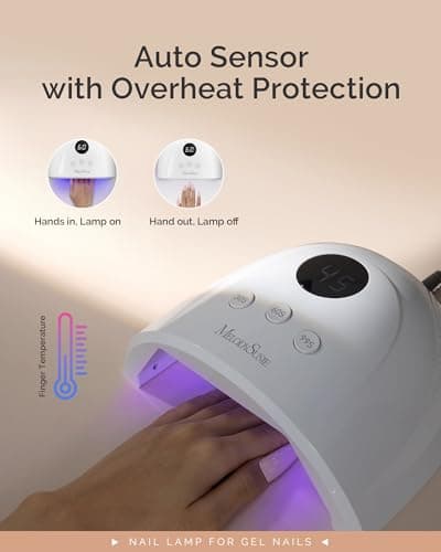 MelodySusie Compact Advanced UV LED Nail Lamp, P-Plus30F Nail Dryer with 3 Timers & Smart Sensor Cures All Gels, Especially Rhinestone Glue, Solid & Liner Gel Polishes for Advanced DIY at Home-White - Thumbnail 4