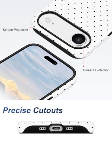 Aitipy Magnetic Polka Dot Phone Case for iPhone 14 Pro Max, Compatible with MagSafe, Cute White Polka Dots Aesthetic Soft TPU and Hard PC Shockproof Protective Phone Cover for Women Girls-Shiny - Thumbnail 5