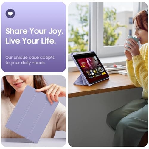 Fintie Hybrid Slim Case for iPad Air 11-inch M4/M3/M2 (2026/2025/2024), iPad Air 5th/4th Generation (2022/2020) 10.9 Inch - Shockproof Cover with Clear Back Shell & Pencil Holder, Lilac Purple - Thumbnail 5