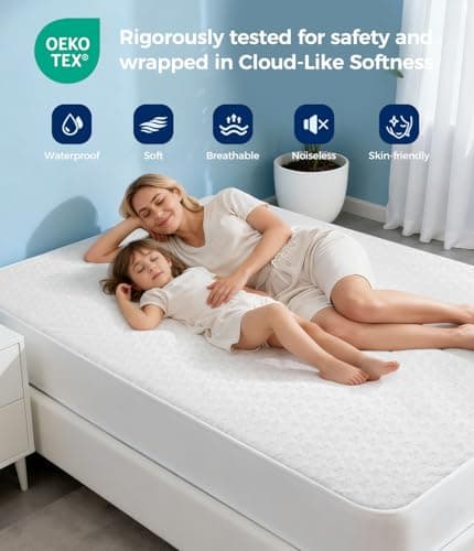 AVIKEN Waterproof Mattress Protector Full Size, Soft Breathable Mattress Pad with Deep Pocket 8"-21", Noiseless 3D Air Fabric Cooling Mattress Cover for Bed, Machine Washable, White - Thumbnail 5