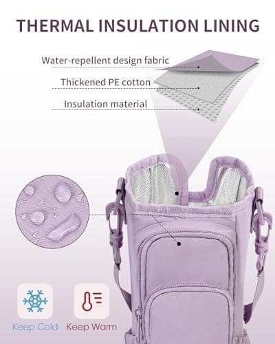 sportsnew Water Bottle Carrier Bag with Phone Pocket for 30oz 40oz Tumbler with Handle Accessories Insulated Water Bottle Holder Pouch with Strap Crossbody with Straw Cover - Thumbnail 5