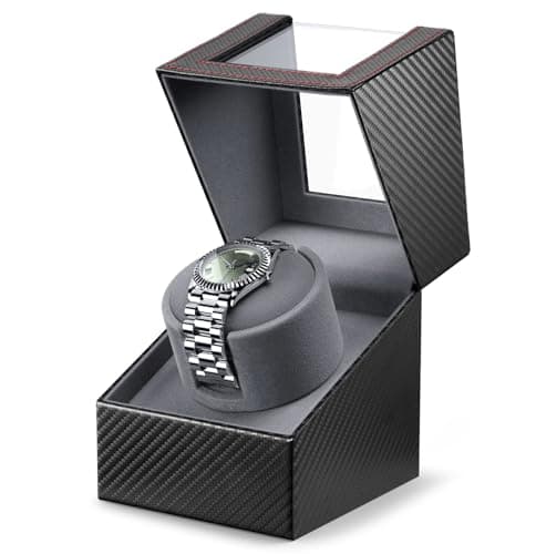 KAVYIA Watch Winder with Japanese Motor – Silent Adjustable Rotation, Premium PU Leather Exterior and Soft Flexible Watch Pillows, Gift for Him, Birthday - Image 1