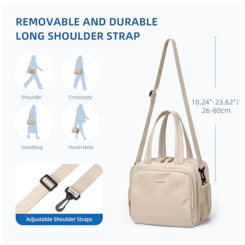 GOLF QUALITY Insulated Lunch Bags for Women,Lightweight Puffy Padded Waterproof Lunch Tote,Reusable Lunch Cooler Bag for Work Picnic Travel,Apricot - Thumbnail 3