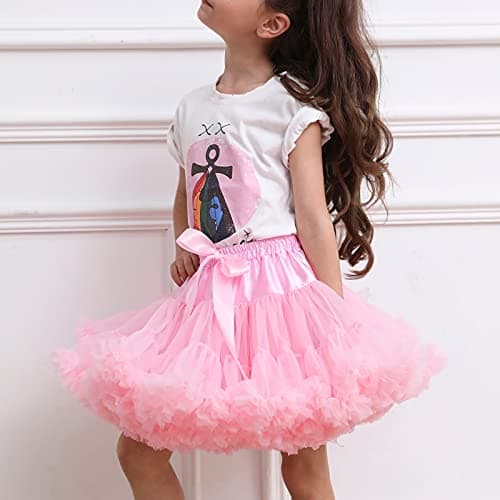 XinChangShangMao Girl's Petticoat, Baby Girls Soft Tutu Skirt Fluffy Pettiskirt Princess Ballet Dance Skirts Pink - Thumbnail 5