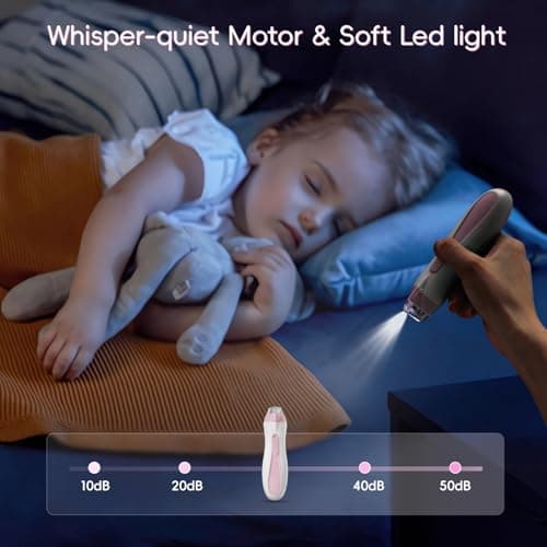 Prolixity Baby Nail Trimmer Electric, 15 in 1 Baby Nail Clippers for Gentle Nail Care, Rechargeable Baby Nail File Electric with Light &15 Grinding Pads for Infant Toddler, Pink - Thumbnail 6