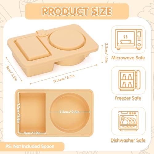Dalycro Silicone Snack Containers with Lids – Reusable Snack Containers with Double Compartments for Adults Mini Silicone Food Box Perfect for Travel Lunch Gym (Khaki) - Thumbnail 2