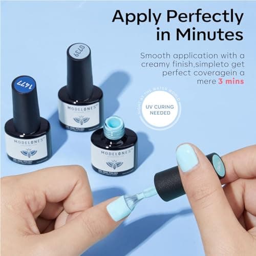 modelones Blue Gel Nail Polish Set 6 Colors, 2026 Spring Pastel Royal Navy Sky Icy Klein Blue Glitter Gel Polish Kit Light to Dark Shades Soak Off All Seaones Nail Art Gel Salon DIY Manicure Gift - Thumbnail 6