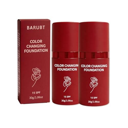 BARUBT White Color Changing Foundation, Self Adjusting Korean Makeup Base For Mature Skin, Hydrating Liquid Concealer And Sweatproof Face Cosmetic 2PCS 30g/1.06Ounce*2