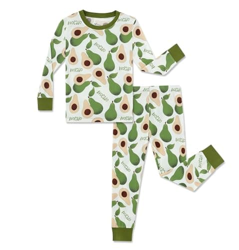 NewSeed So Soft Kids 2-Piece Viscose from Bamboo Outfit Set, Long Sleeve Top & Leggings, Cozy Base Layer for Boys & Girls (Avocado, 4-5Y) - Image 1