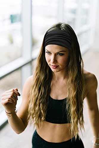 Huachi Wide Headbands for Women Black Stylish Head Wraps Boho Thick Hairbands Large African Sport Yoga Turban Headband Hair Accessories (Pack of 4) - Thumbnail 4