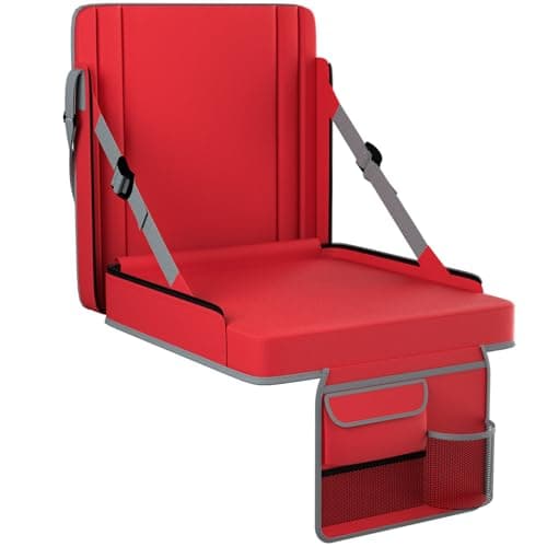 janiry Stadium Seats with Back Support 1PACK Adjustable Bleacher Chairs with Back and Cushion Bleacher Seat with Cup Holder, Carry Handle & Shoulder Strap for Outdoor Sports Events, Picnics, Red - Image 1
