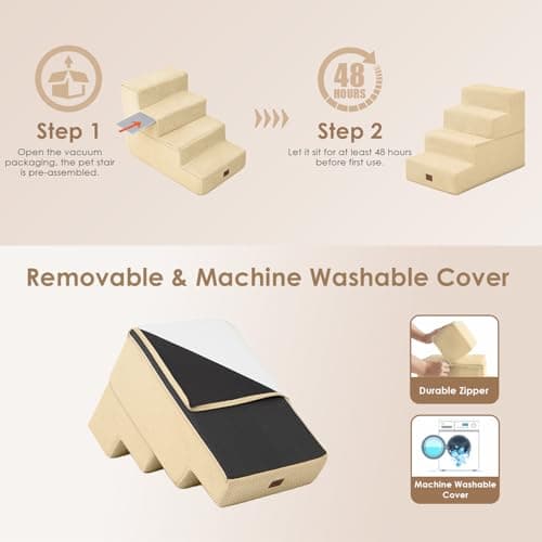 EHEYCIGA Dog Stairs for Bed 18" H, 4-Step Dog Steps for High Bed, Pet Steps for Small Dogs and Cats, Non-Slip Balanced Pet Ramp Indoor, Graige - Thumbnail 6