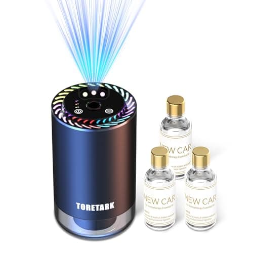 Smart Car Air Freshener with Star Light & 150ml Diffusers Oil Refills, Auto On/Off Aroma Diffuser, 3 Adjustable Mist Modes Rechargeable Aromatizante para Carro - Car Diffuser（New Car Smell*3） - Image 1