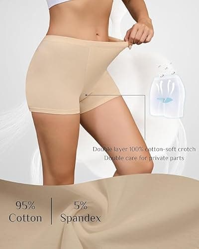 Nexgenz Cotton Boyshort Underwear for Women Cotton Boxer Briefs for Women Underwear Shorts 4 Pack White/Beige/Black/Light Gray Medium 2" Inseam - Thumbnail 3
