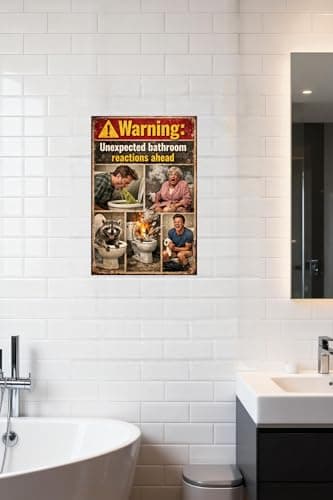 Warning Unexpected Bathroom Reactions Ahead Metal Tin Sign Funny Toilet Wall Decor Humor Restroom Artwork Vintage Style Plaque Novelty Home Office Gift 8x12 Inch Pre Drilled Sign - Thumbnail 3