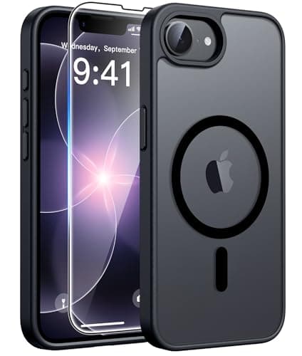FNTCASE for iPhone 17e Case Black: Translucent iPhone 16e Cases Compatible with MagSafe, Camera Protection & Tempered Glass Protector, 14FT Military Grade Drop Tested, Matte Skin-Friendly Cover - Image 1