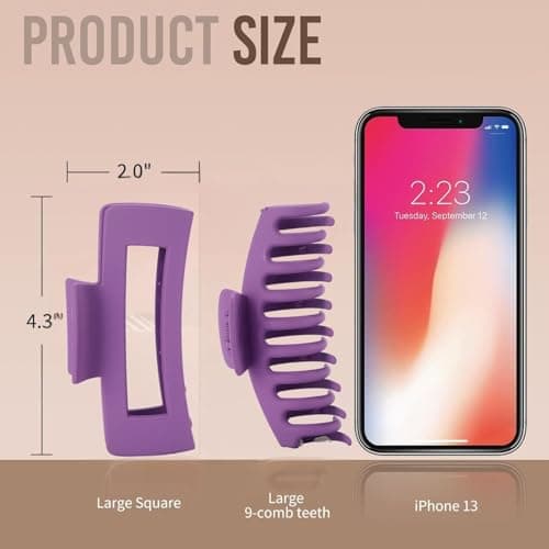 LuSeren 8 Pack Colorful Hair Clips for Women 4.3 Inch Large Hair Claw Clips for Women Thin Thick Curly Hair, Big Banana Clips,Strong Hold jaw clips - Thumbnail 2