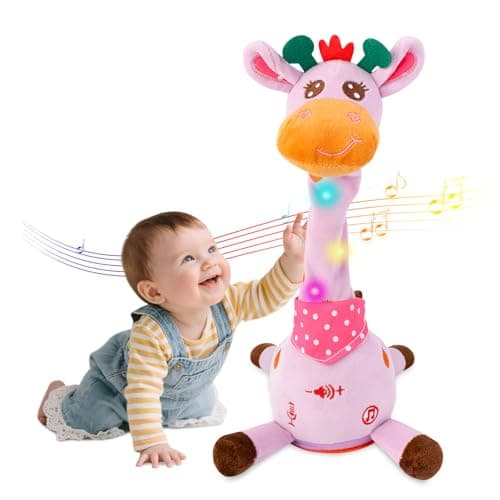 LUKETURE Purple Musical Talking Dancing Giraffe Plush Toy, Talking Baby Toy with Lights, 10 Songs and Voice Repeat, Soft Sensory Gift - Image 1