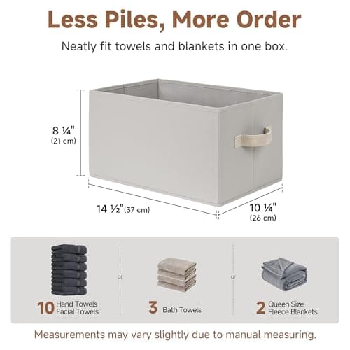 StorageWorks Storage Baskets for Shelves, Fabric Storage Bins, Closet Organization and Storage Baskets, Organizer Bins for Clothes, Light Gray, Large, 3-Pack - Thumbnail 3