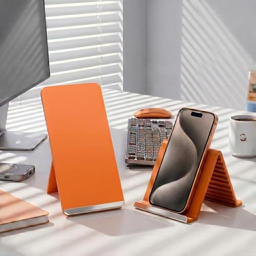 Adjustable Foldable Silicone Phone Stand 2-Pack, Yellow, No Charging Port, Non-Slip Desk Holder for iPhone, Samsung, Tablets - Thumbnail 6