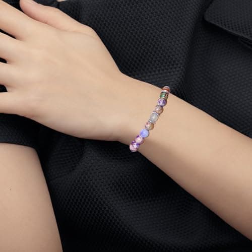 Oeyliz Mothers Day Gifts for Mom Women Mama Bracelet Best Mama Personalized Unique Presents Mother's Day Birthday Christmas Natural Stone Bracelet Purple - Thumbnail 3