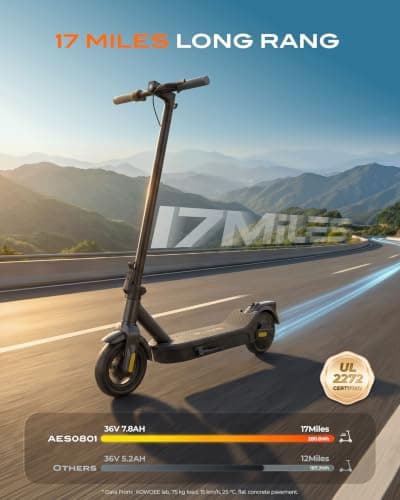 Electric Scooter for Adults 350W /600W, 20MPH, 17 Miles Adult Electric Scooters with Long Range, 8.5" Tire Motorized Scooters, Foldable E-Scooter Commuter with App, Rear Dual Damping Suspension - Thumbnail 2