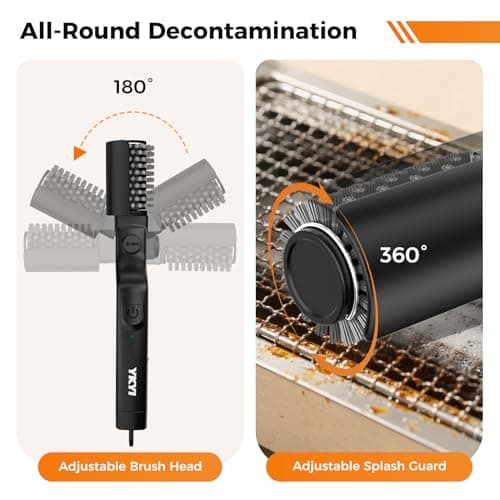 YKYI Electric Grill Brush - Cordless Rechargeable BBQ Cleaner with 180° Adjustable Head, 2600mah High-Torque Power Rotary BBQ Scrubber for Outdoor Stainless Steel Cast Iron Grates (Black) - Thumbnail 3