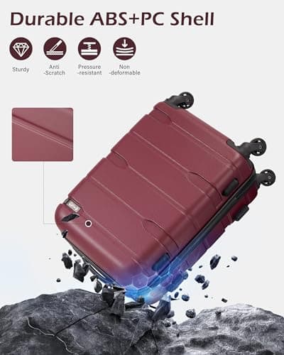 Coolife Luggage Set 3 Piece Hardside PC+ABS Suitcase with TSA Lock, Expandable Large Checked Luggage, Lightweight Rolling Carry On with Spinner Wheels(20/24/28 Inch, Radiant Pink) - Thumbnail 4