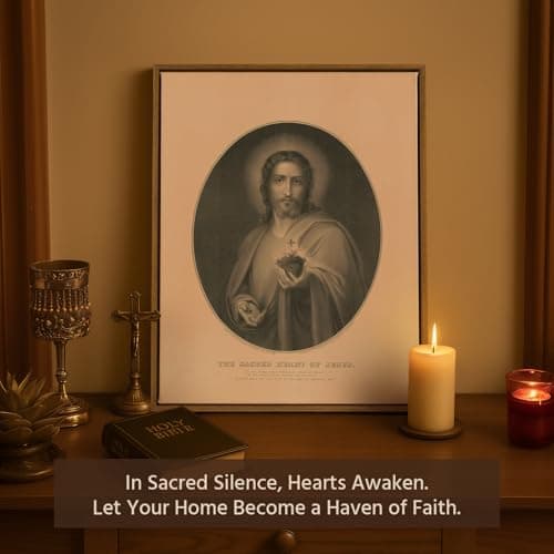 Vintage Framed Jesus Wall Art, Religious Wall Decor for Pray Room Christmas Decorations Canvas Wall Prints Jesus Pictures, Serenity Prayer Wall Art for Baptism Gifts,12x16 - Thumbnail 5