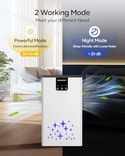 Dehumidifier, 95 OZ Water Tank Dehumidifiers for Home with Auto Shut Off, 1000 sq. ft. Dehumidifier for Bedroom Bathroom Basement Rv with 7 Color Light, Quiet Dehumidifiers with Sleep Mode - Thumbnail 5