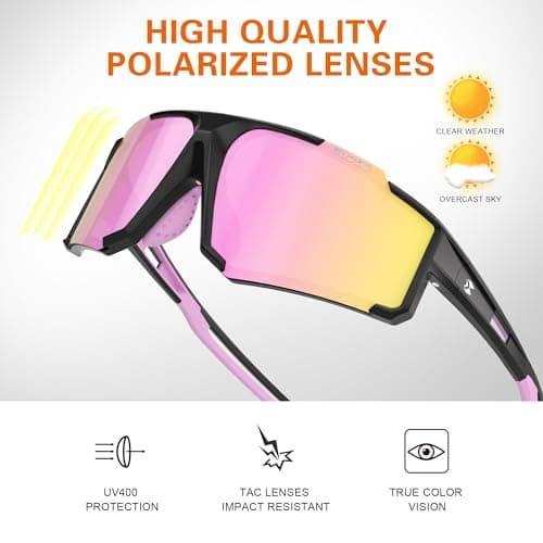 suoso Polarized Sports Sunglasses Men: UV400 Running Sunglasses for Women, Lightweight Fishing Baseball Cycling Glasses TR90 - Thumbnail 3
