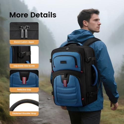 LOVEVOOK 40L Travel Backpack for Men, Airline Approved Carry On Luggage with 3 Packing Cubes, TSA Overnight Bags, Waterproof Personal Item Bag, Weekender Essentials Backpacks fits 17.3" Laptop - Thumbnail 2