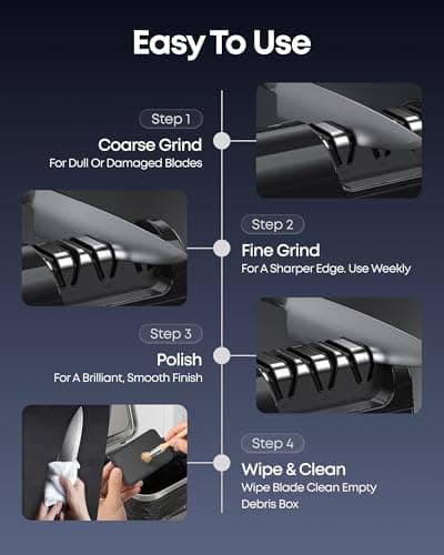 Electric Knife Sharpener for Kitchen, 3-Stage Knife Sharpener Electric with 100% Diamond Abrasives, 20° Precision Angle Guide, Fast & Safe Sharpening for Chef Knives, Home Use & Beginners (Black) - Thumbnail 5