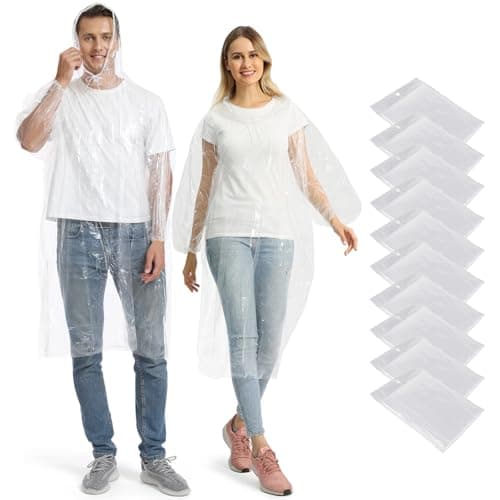 Opret 10 Pack Rain Ponchos, Disposable Emergency Ponchos Bulk Unisex Waterproof Raincoat for Adults with Drawstring Hood - Image 1