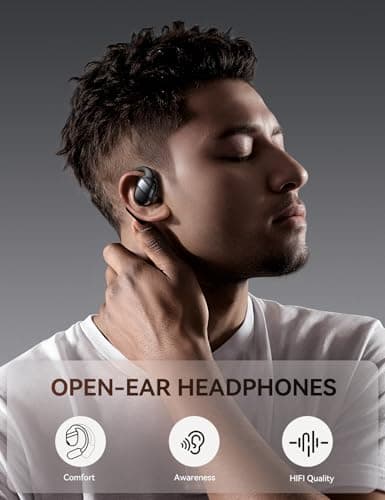 Open Ear Headphones Earbuds Wireless, 5.4 Bluetooth Ear Buds with Digital Display, Ultra-Comfort, Clear Calls, Powerful Sound, 50H Playtime, IPX4 Waterproof Sports Earphones for Running & Workouts - Thumbnail 2