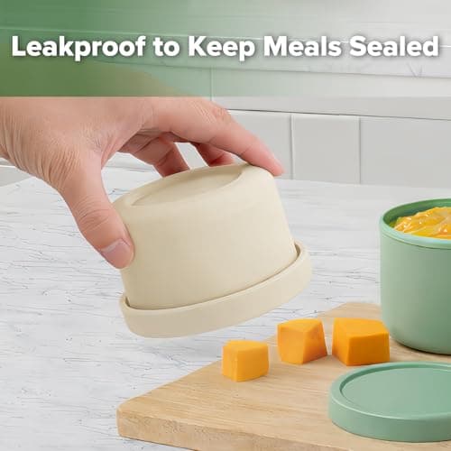 haakaa Mini Round Silicone Baby Food Containers with Lids, BPA-Free Leakproof Stackable Snack Cups, Microwave & Dishwasher Safe, 3-Pack, 5oz - Thumbnail 4