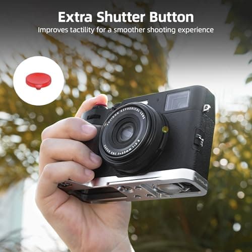 BRDRC Handle Grip for FUJIFILM X100VI / X100V, L-Shape Grip Mount with 1/4 Screw Adapter & Arca Quick Release Plate & Shutter Button for Fuji X100VI / X100V Camera Accessories (Silver) - Thumbnail 6