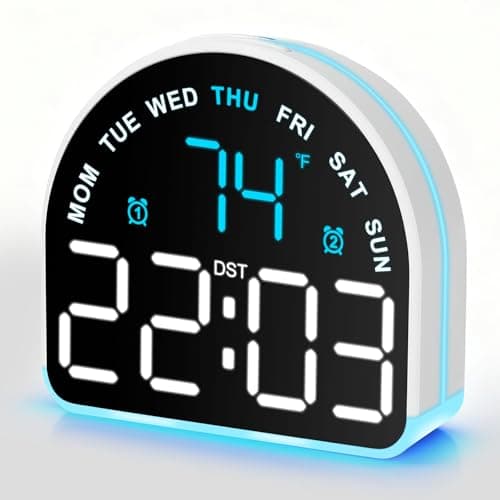 KLYRND Heavy Sleeper Alarm Clock: Super Loud Alarm & Gentle Wake-Up Light for Adults, Kids, Teens | Digital Display with Time & Temperature | Adjustable Brightness & USB Charger | Compact Clock - Image 1