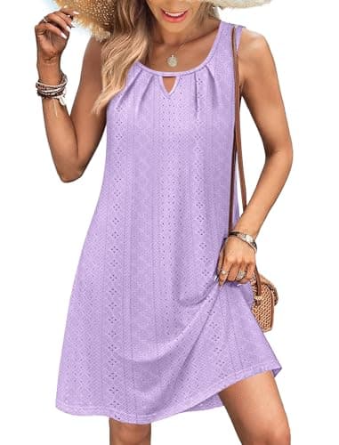 RUMIA Sun Dresses for Women 2026 Vacation Sleeveless with Pockets Vacation Dress Lavender 2XL - Image 1