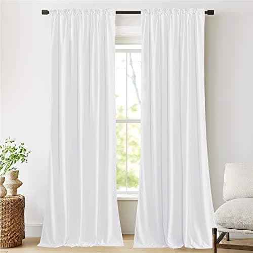 NICETOWN White Curtains 90 inches Long 2 Panels Set (52-inch Wide), Thermal Insulated Sound Reducing Blackout Curtains and Drapes for Film, Window Curtains for Large Door Windows - Thumbnail 3
