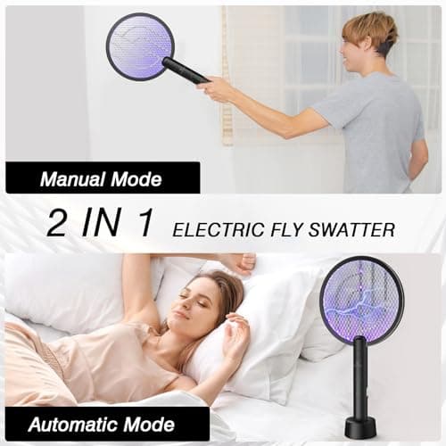 Gooqand Bug Zapper Racket, 2 Mode Fly Swatter USB Rechargeable, 4000V Electric Fly Zapper with 3 Layer Safety Mesh，Electric Racket for Kitchen, Home, Garden and Outdoors - Thumbnail 6