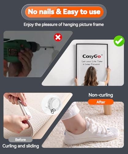 Cosygo Strong Heavy Duty Double Sided Tape, 1.2" x 20FT Extra Large Clear & Tough Removable Nano Filament Tape for Wall Hanging Strip Poster Deco Rug - Thumbnail 2