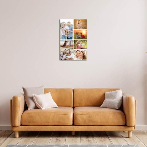 ZHIYYHAO Multi Photo Collage Custom Canvas Wall Art Framed Customize Picture Canvas Prints with Your Photos Wall Art Living Room Bedroom Study room Home Decor for Kids Family Lover Wedding (CF-4, 24.00L" X 16.00W'' ) - Thumbnail 4